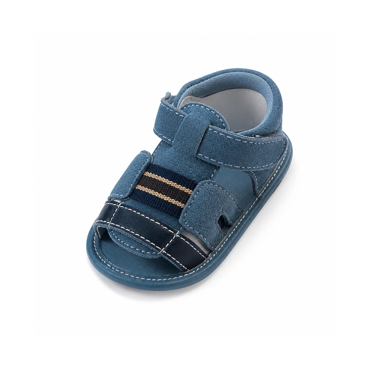 Coast Stripe First-Step Sandals · Ocean blue