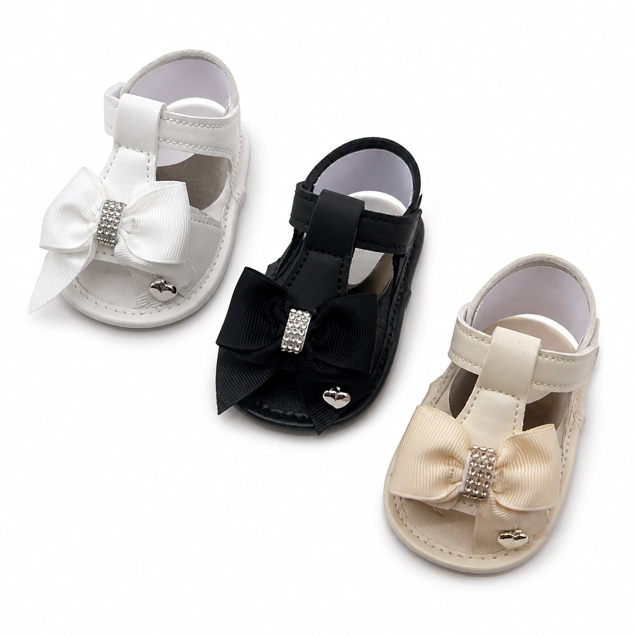 Crystal Bow First-Step Sandals