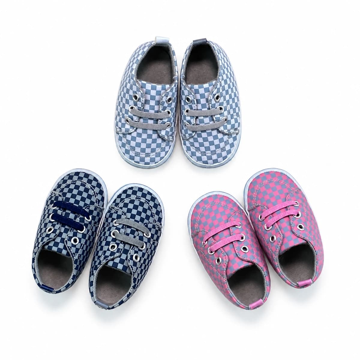Checkerboard Lace-Up First Walkers
